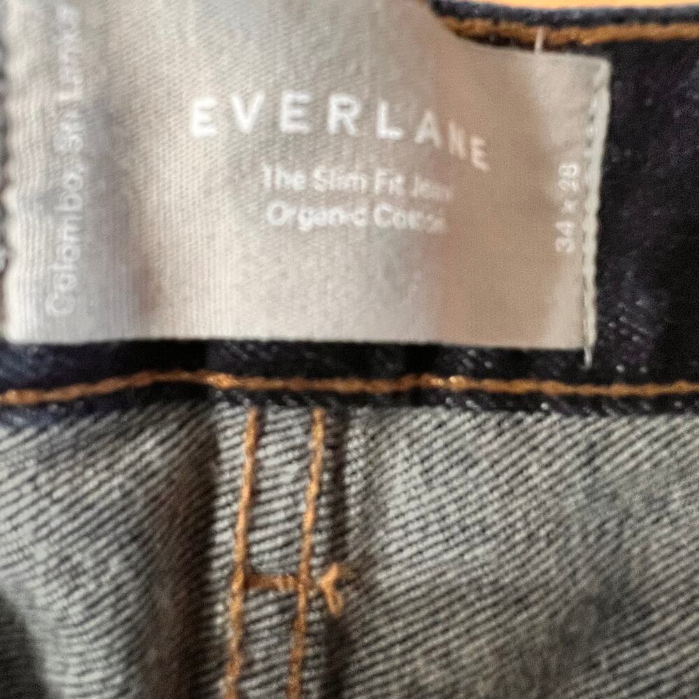 Everlane Straight Leg Jeans Dark Wash Organic Cotton Denim Womens 34x28 - Picture 7 of 9